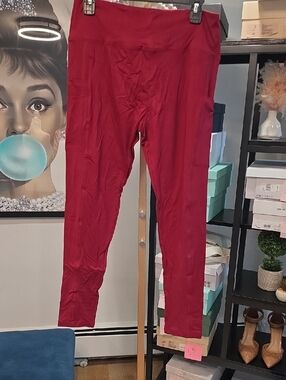 Women's Burgundy High-Waist Stretch Leggings